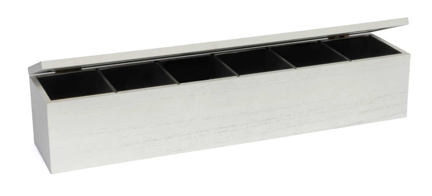 Sakura Tea Theedoos - Wit - 6-vaks - Met Fluweel - 43 X 9 Cm 3 Sakura Tea Theedoos - Wit - 6-vaks - Met Fluweel - 43 X 9 Cm