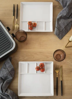 Fonduebord / Gourmetbord - 5 Vakken - Wit - 24 X 24 Cm 9 Fonduebord / Gourmetbord - 5 Vakken - Wit - 24 X 24 Cm -Keukengerei Winkel 2 gourmet bord 2