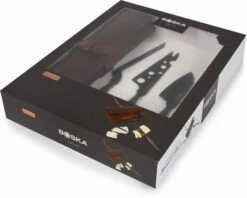 Boska Kaasmessenset Monaco+ Zwart - Met Lederen Hoes -Keukengerei Winkel 307089 Cheese Set Monaco Black verpakking