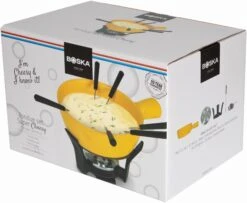 Boska Fondueset Cheesy - 6 Personen - Geel/zwart - 1.3 Liter -Keukengerei Winkel 853512 fondue cheesy 1