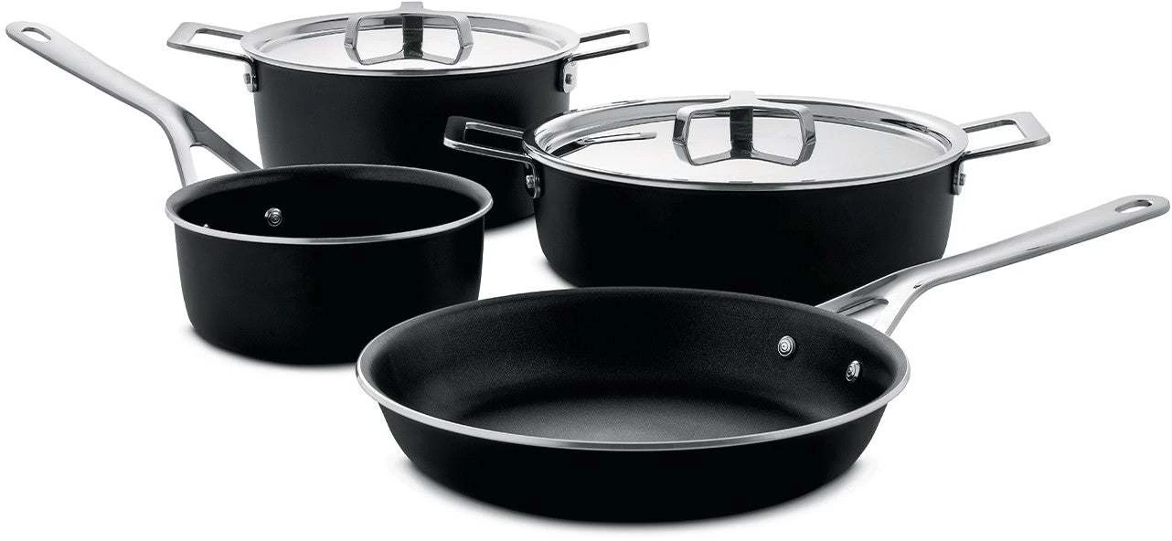 Alessi Pannenset Pots&Pans - AJM100S6 A - Zwart - 4 Delige Set - Door Jasper Morrison 3 Alessi Pannenset Pots&Pans - AJM100S6 A - Zwart - 4 Delige Set - Door Jasper Morrison