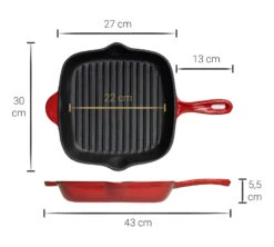 Blackwell Grillpan - Gietijzer - Rood - 27 X 27 Cm - Zonder Anti-aanbaklaag 9 Blackwell Grillpan - Gietijzer - Rood - 27 X 27 Cm - Zonder Anti-aanbaklaag -Keukengerei Winkel Asset 35@2x 80