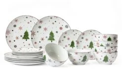 Studio Tavola Kerstservies - Porselein - Rood - 18-delig / 6 Personen