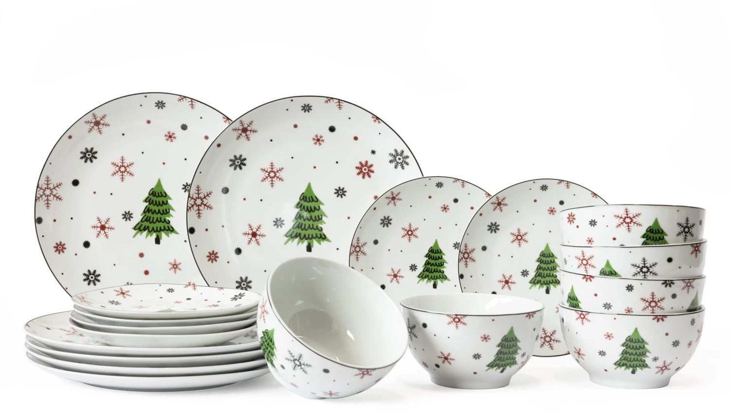 Studio Tavola Kerstservies - Porselein - Rood - 18-delig / 6 Personen 3 Studio Tavola Kerstservies - Porselein - Rood - 18-delig / 6 Personen