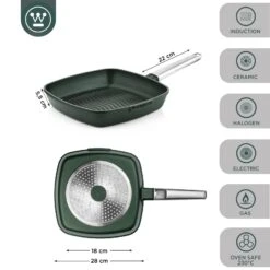 Westinghouse Grillpan Performance - Gracious Green - 28 X 28 Cm - Standaard Anti-aanbaklaag 14 Westinghouse Grillpan Performance - Gracious Green - 28 X 28 Cm - Standaard Anti-aanbaklaag -Keukengerei Winkel WCFP0095G28SG 3
