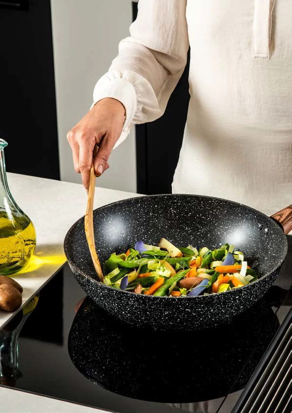 Westinghouse Wokpan Marble Wood - ø 30 Cm - Standaard Anti-aanbaklaag 4 Westinghouse Wokpan Marble Wood - ø 30 Cm - Standaard Anti-aanbaklaag - Afbeelding 2