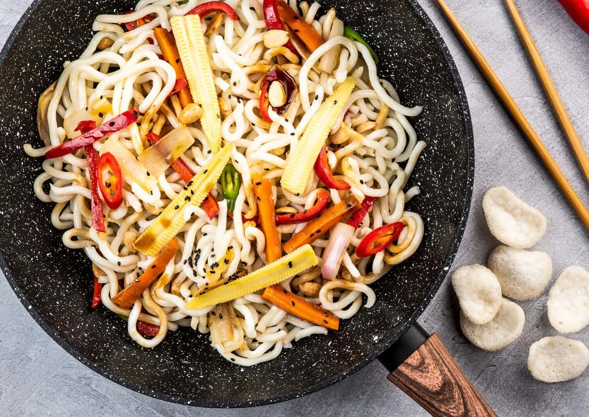 Westinghouse Wokpan Marble Wood - ø 30 Cm - Standaard Anti-aanbaklaag 5 Westinghouse Wokpan Marble Wood - ø 30 Cm - Standaard Anti-aanbaklaag - Afbeelding 3